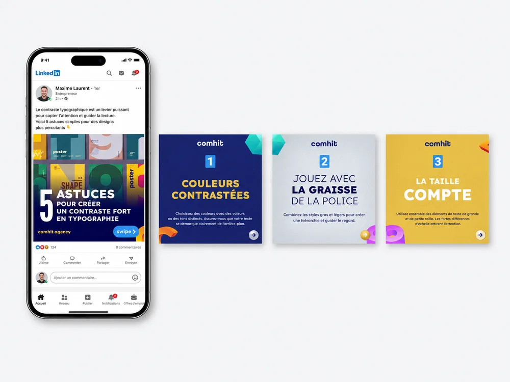 Carrousels LinkedIn et Instagram pour marques B2B — Altay Dagistan, Directeur artistique freelance Paris